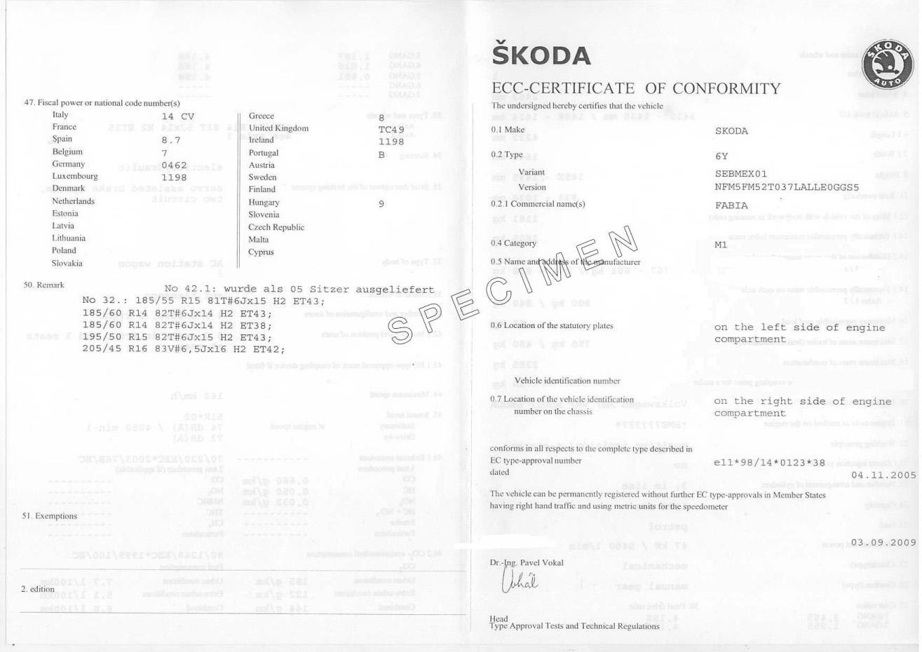 Obtenir un certificat de conformité Skoda gratuitement